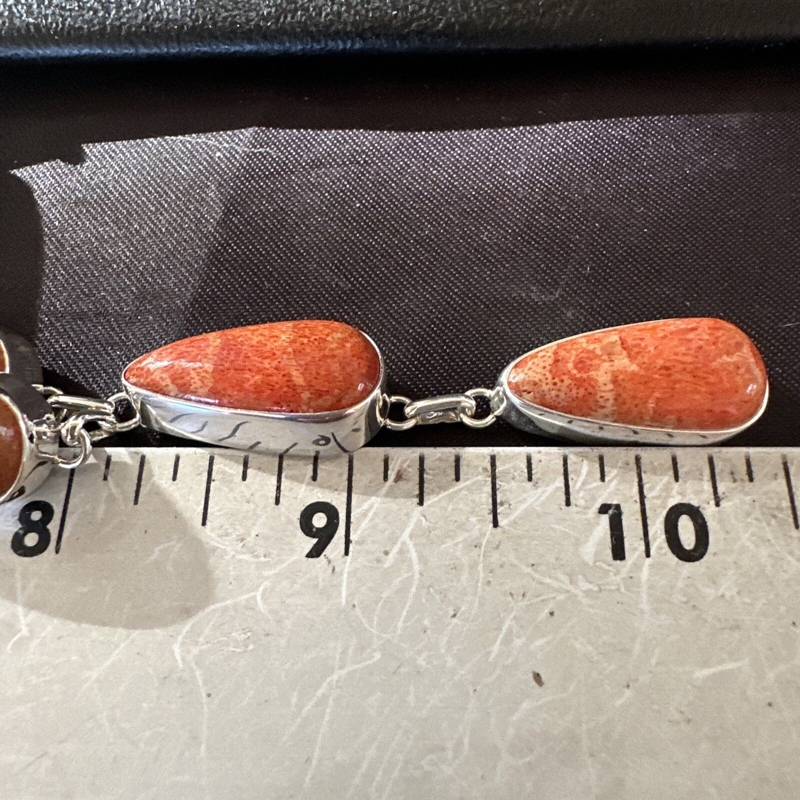 Apple Sponge Coral Lariat Necklace Pendant Earrings Sterling Silver 16” 18973