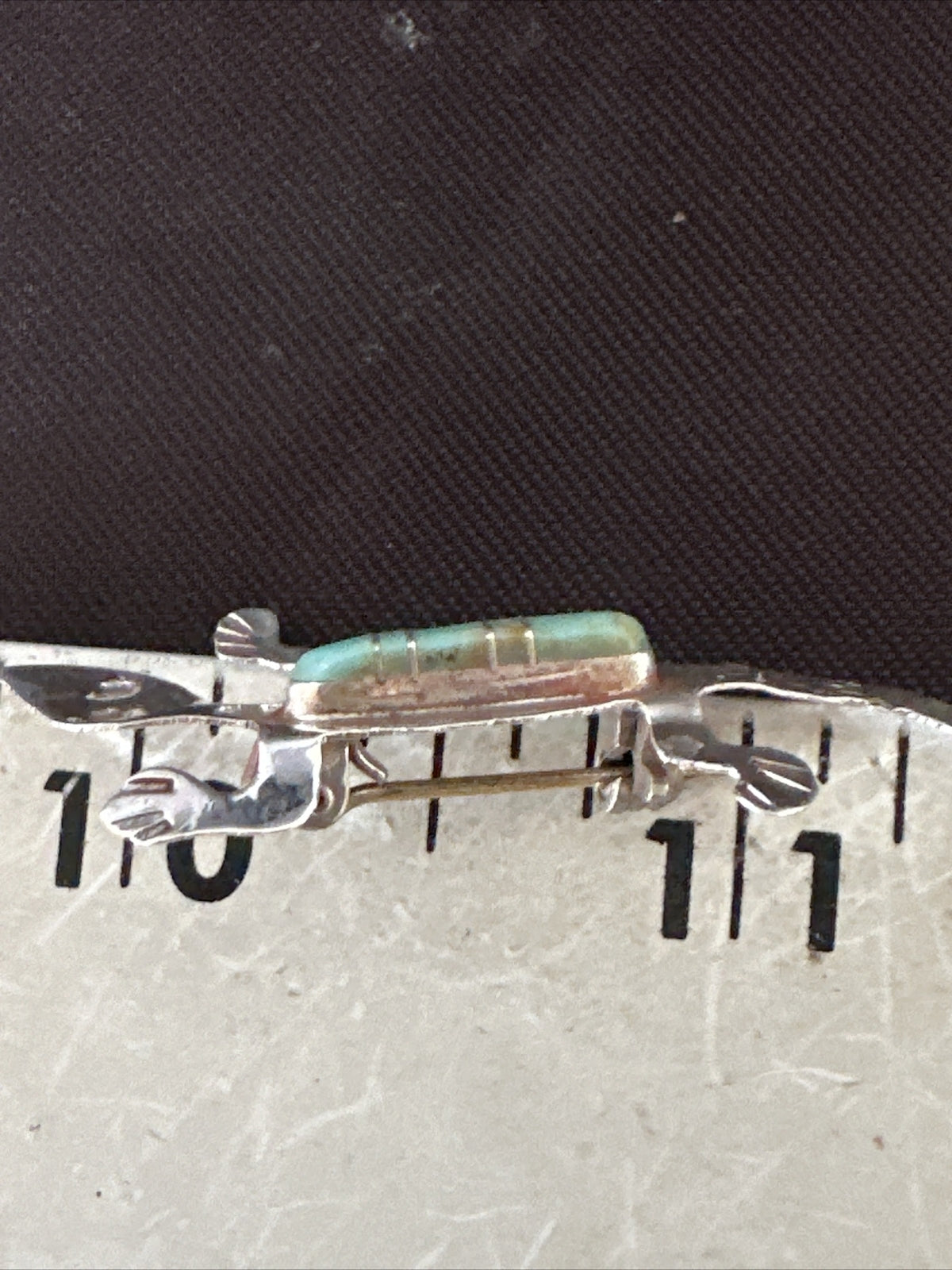 Blue Turquoise Navajo Sterling Silver Inlay Gecko Lizard Pin 18156