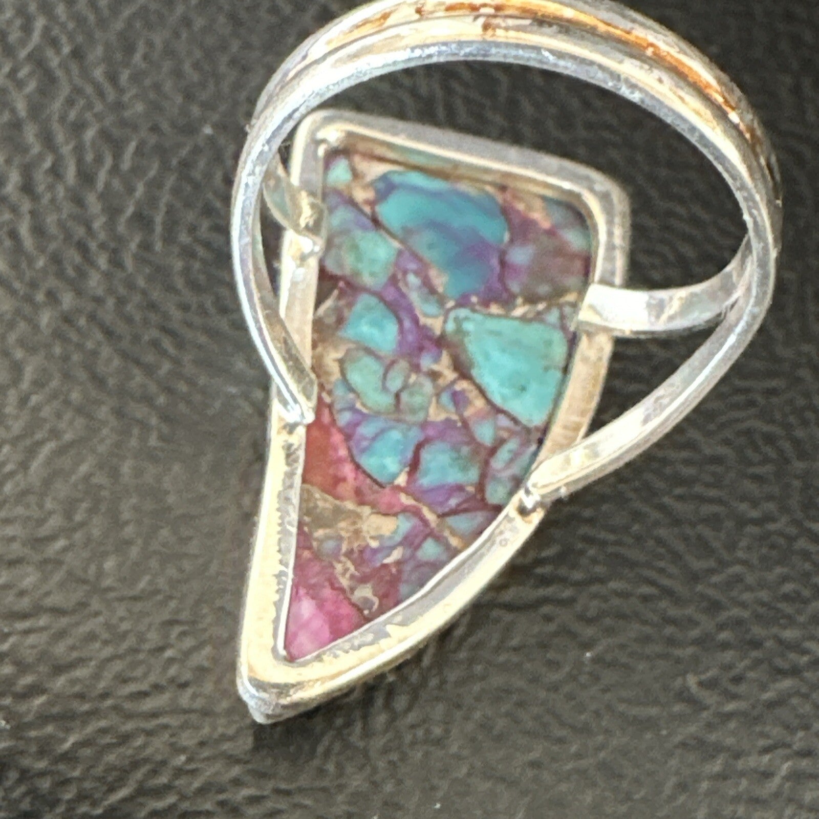 Blue Turquoise Spiny Oyster Navajo Sterling Silver Ring Size 7 18231