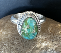 Women's Blue Sonoran Turquoise Navajo Ring Size 10 | Sterling Silver | Authentic Native American Handmade | 18003