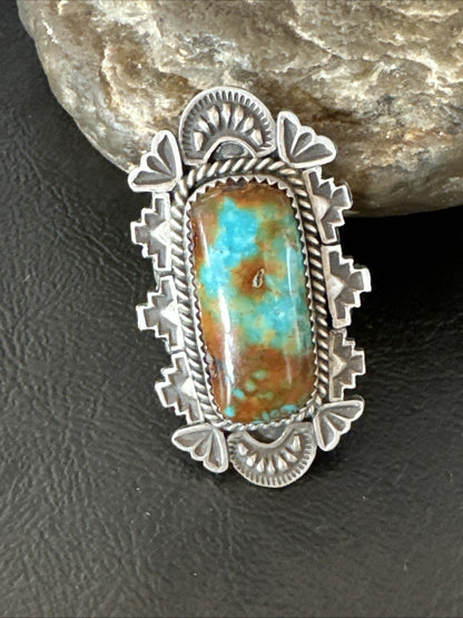 Navajo Sterling Silver Green Turquoise Ring Size 11.5 19615