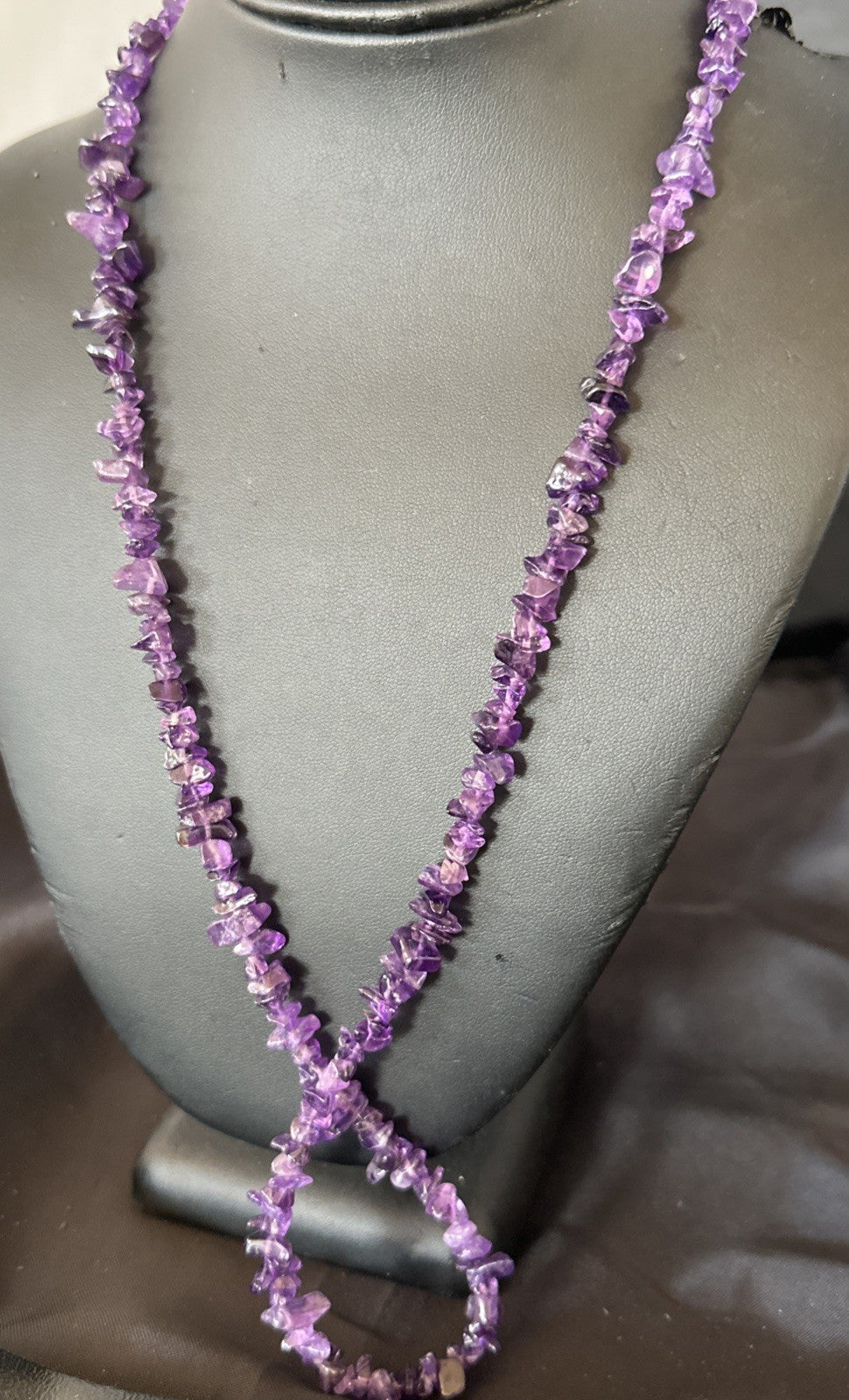Purple Amethyst Southwestern Nugget Bead Sterling Silver Necklace 27” 19017