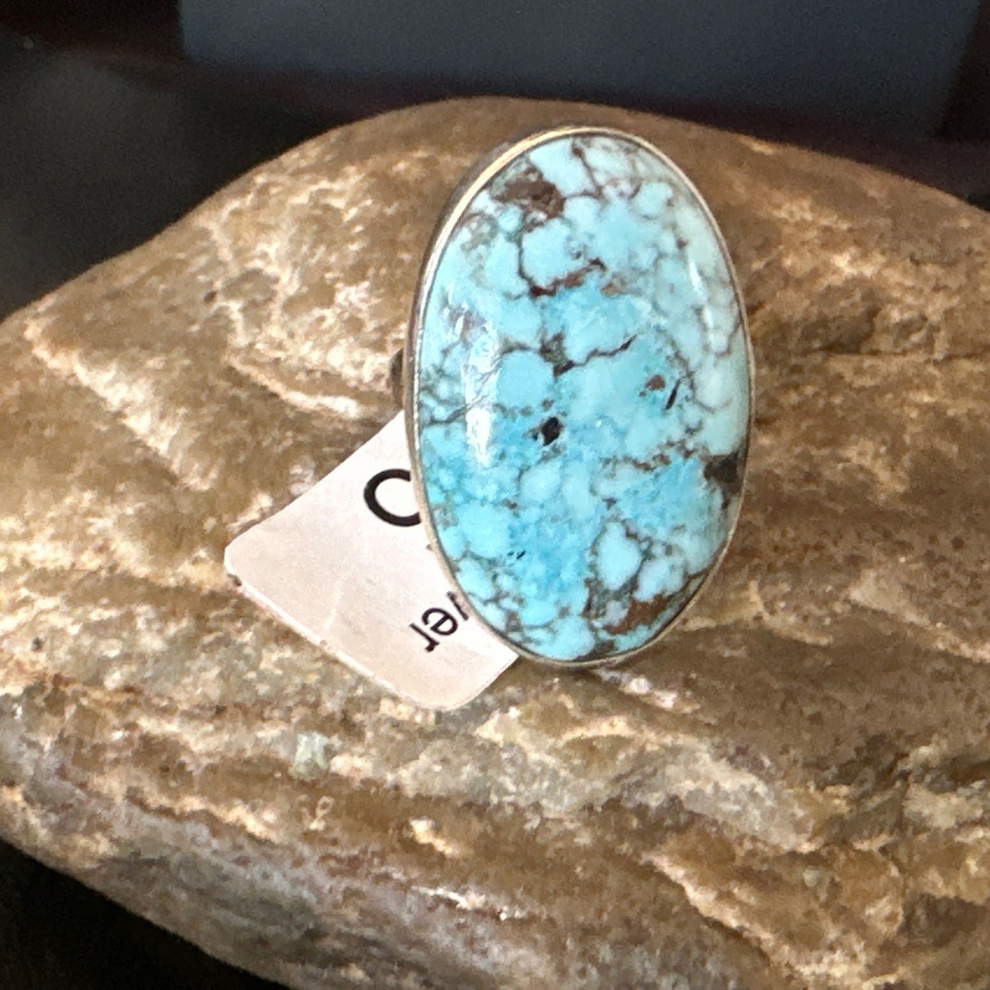 Blue Turquoise#8 Southwestern Sterling Silver Ring Size 5 19730