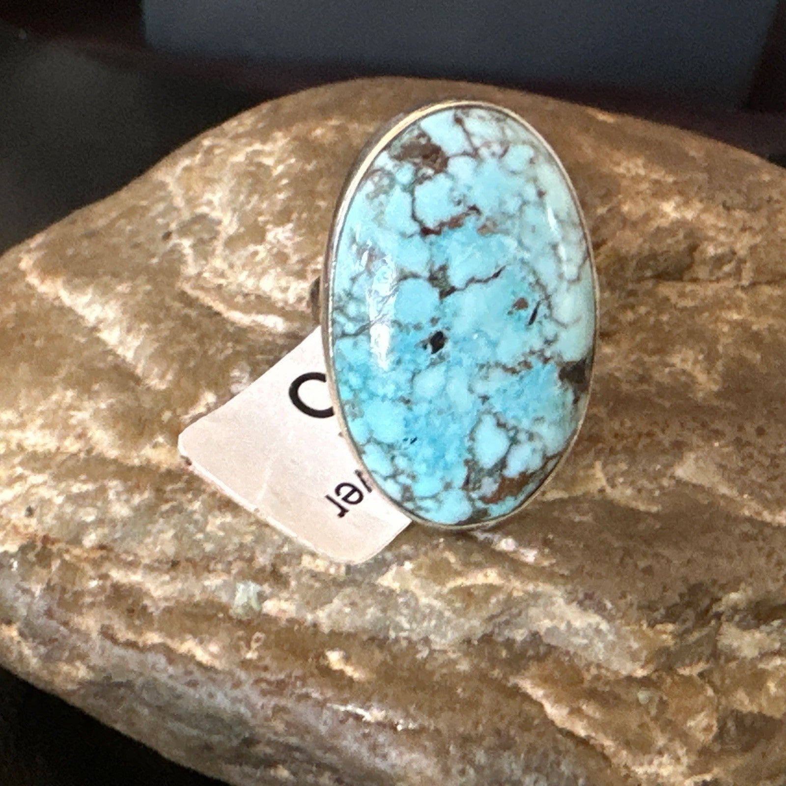 Blue Turquoise#8 Southwestern Sterling Silver Ring Size 5 19730