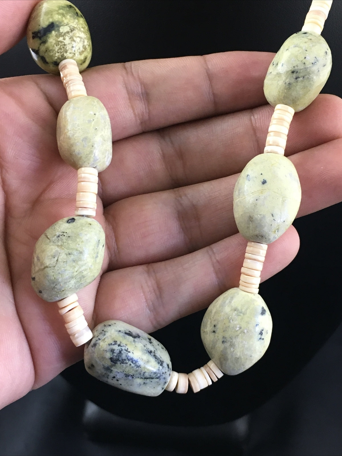 Chunky er Navajo Sterling Silver Jasper Shell Beads Necklace 17" 10247
