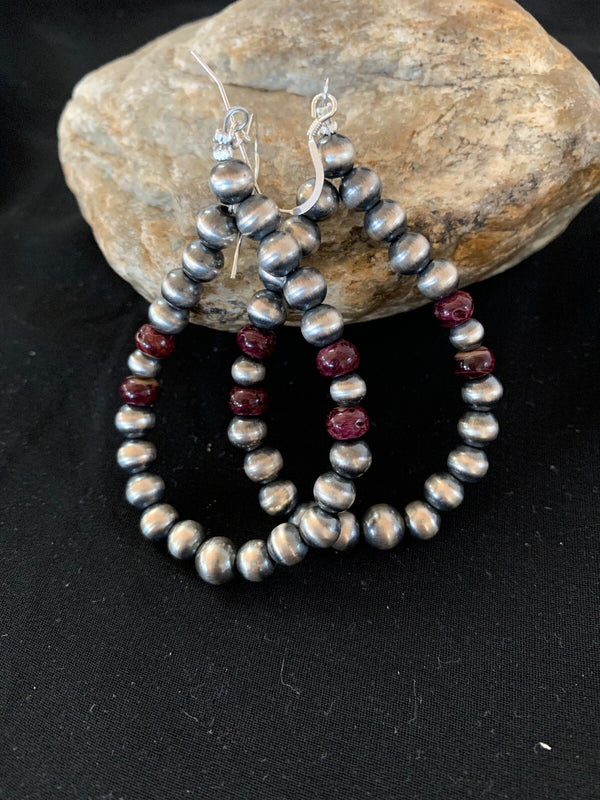 Purple Spiny Oyster Beads Navajo Earrings | Sterling Silver | Authentic Native American Handmade | 3248