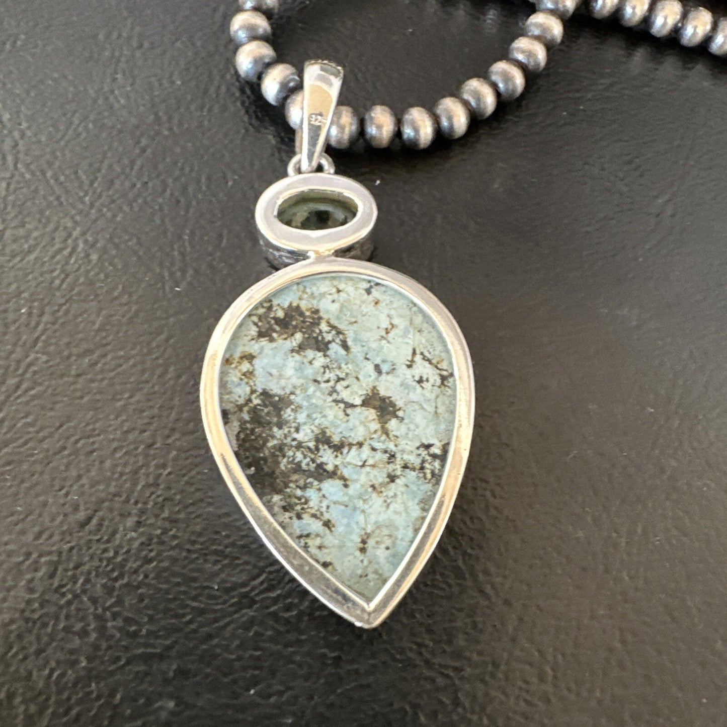 Womens Dry Creek Turquoise Topaz Pendant Navajo Sterling Silver Necklace 19744