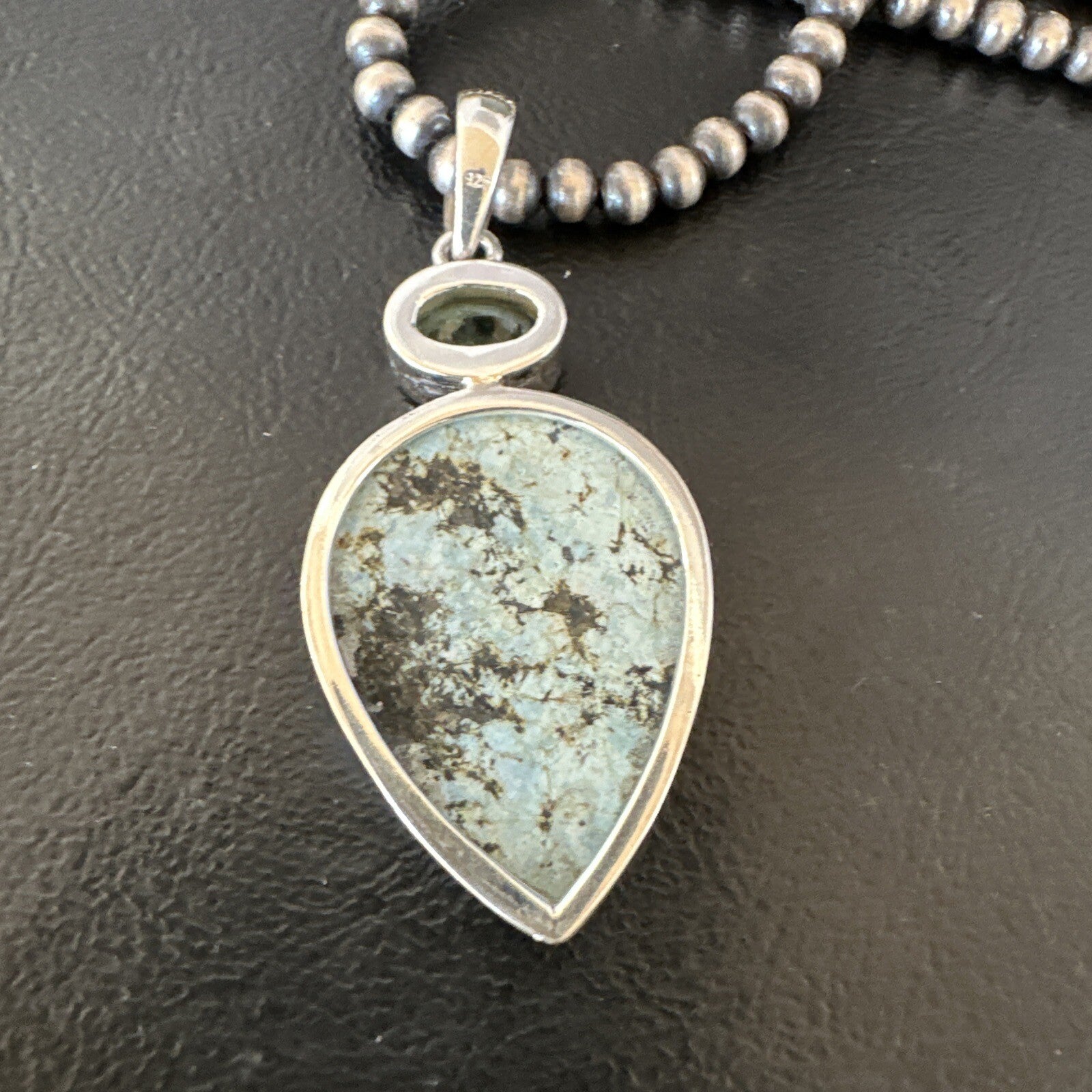 Womens Dry Creek Turquoise Topaz Pendant Navajo Sterling Silver Necklace 19744