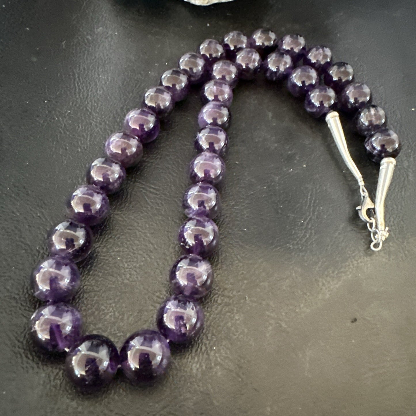 12mm Purple Amethyst Southwestern Sterling Silver Necklace 19” 18619