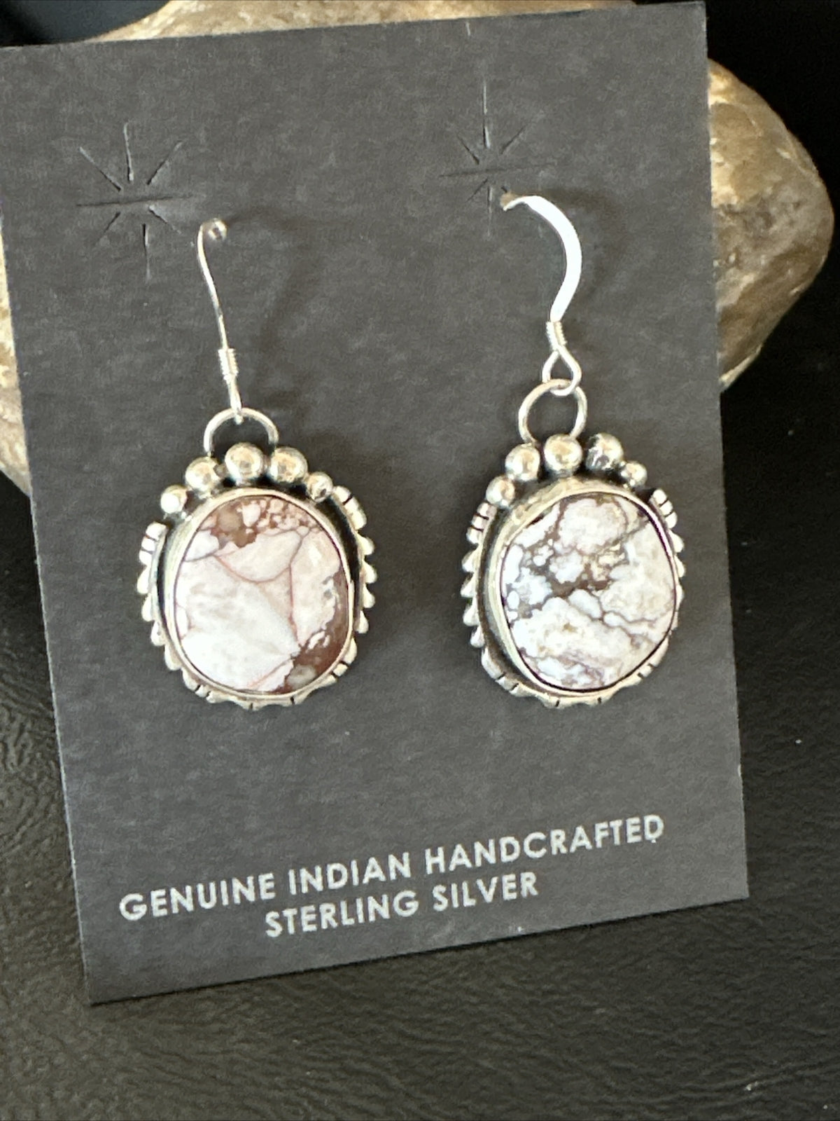 Womens Wild Horse Turquoise Navajo Sterling Silver Dangle Earrings 17706