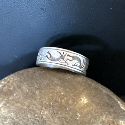 Kokopelli Wedding Band Navajo Sterling Silver Ring Size 9.5 17971