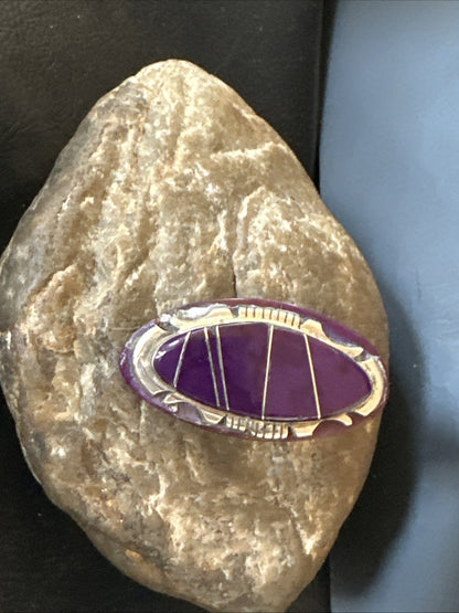 Beautiful Purple Sugilite Navajo Ring Inlay Sz 7.5 19813