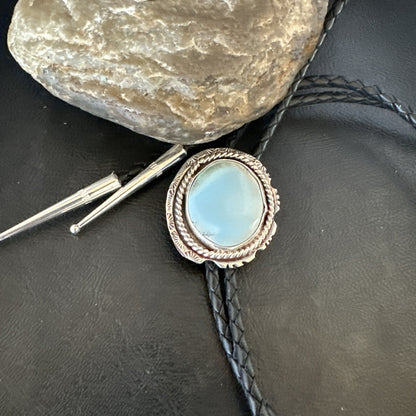 Mens Blue Dry Creek Turquoise Navajo Sterling Silver Bolo Tie 19054