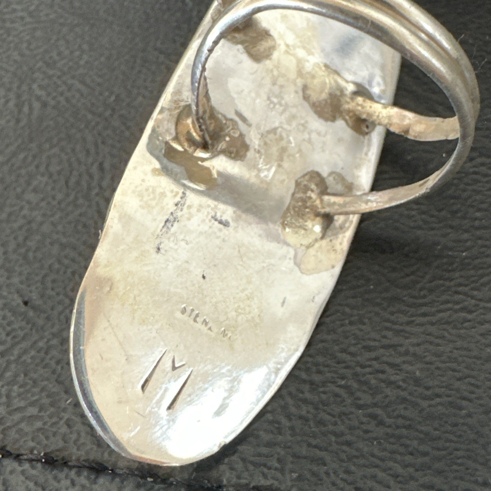 X Long Navajo White Buffalo Turquoise Ring Sterling Silver Sz 8 19767