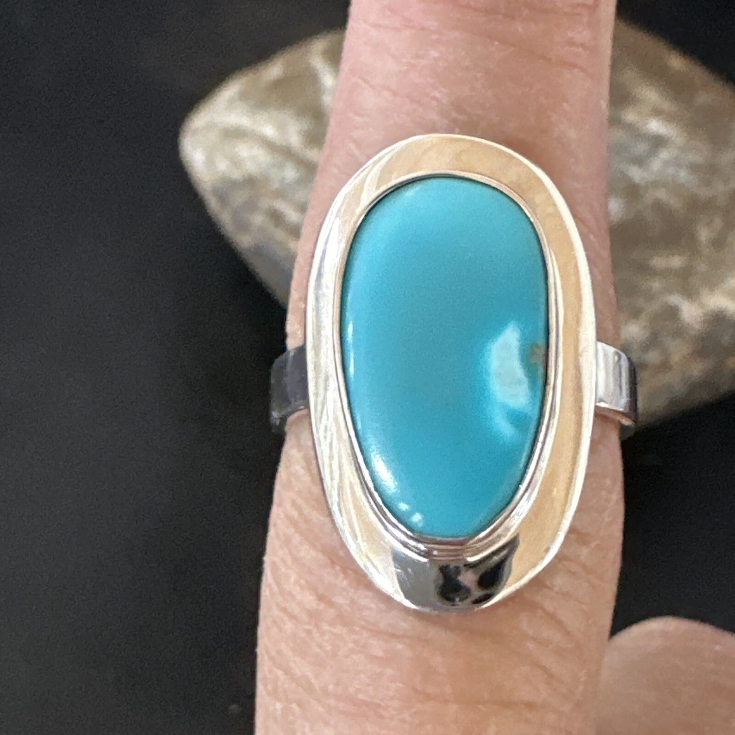 WoMens Sterling Silver Robin Egg Blue Kingman Turquoise Ring Size 8 17730