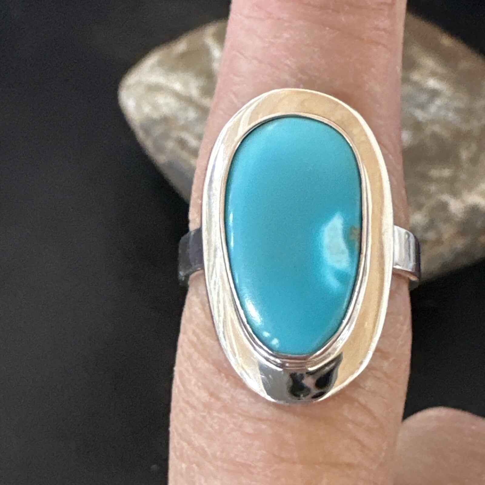 WoMens Sterling Silver Robin Egg Blue Kingman Turquoise Ring Size 8 17730
