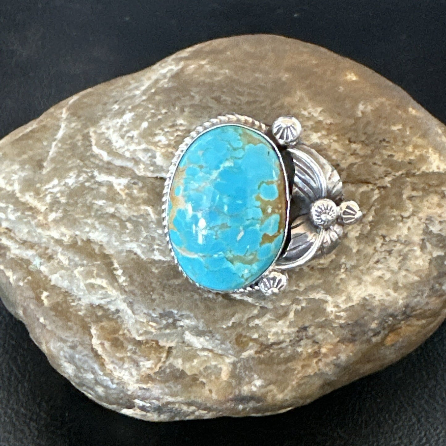 Navajo Sterling Silver Blue Turquoise #8 Ring Sets Sz 8 18106