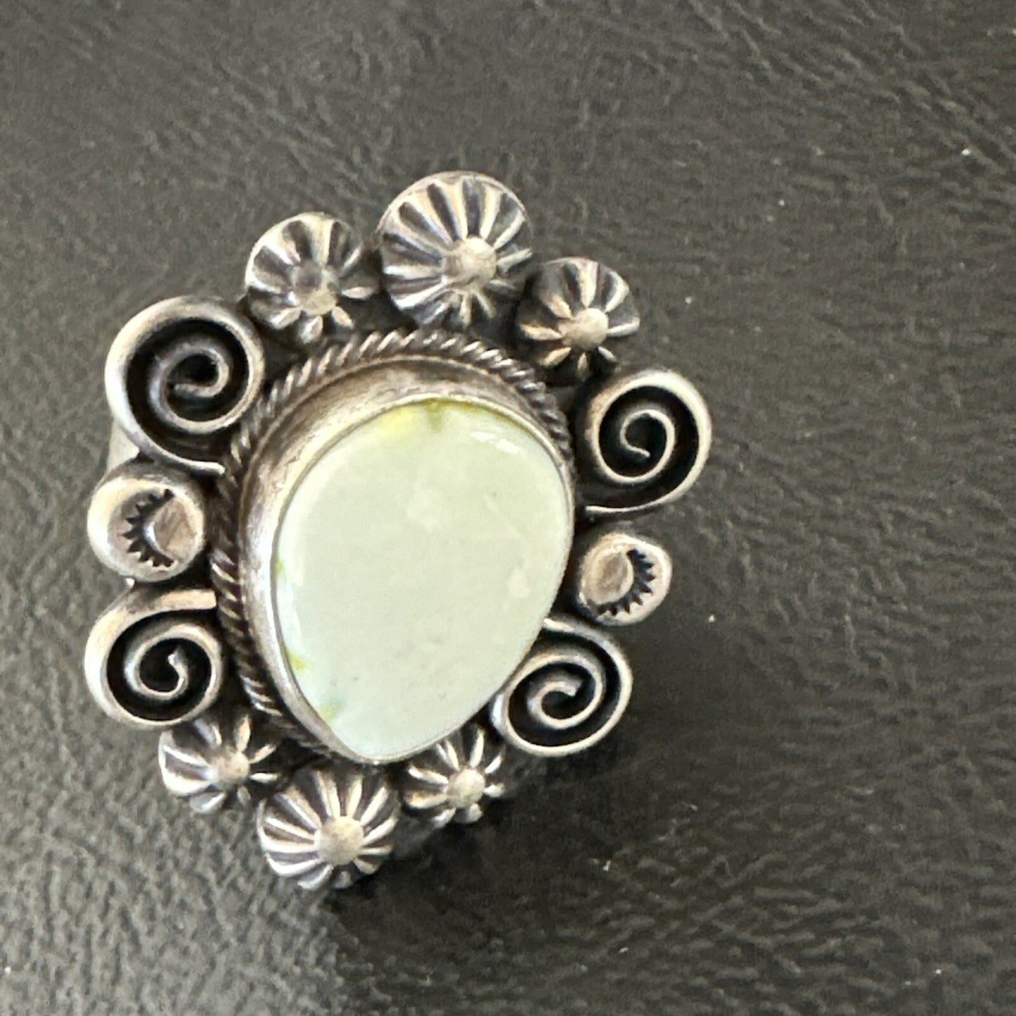 Women Blue Dry Creek Turquoise Navajo Sterling Silver Ring Sz 9 17773