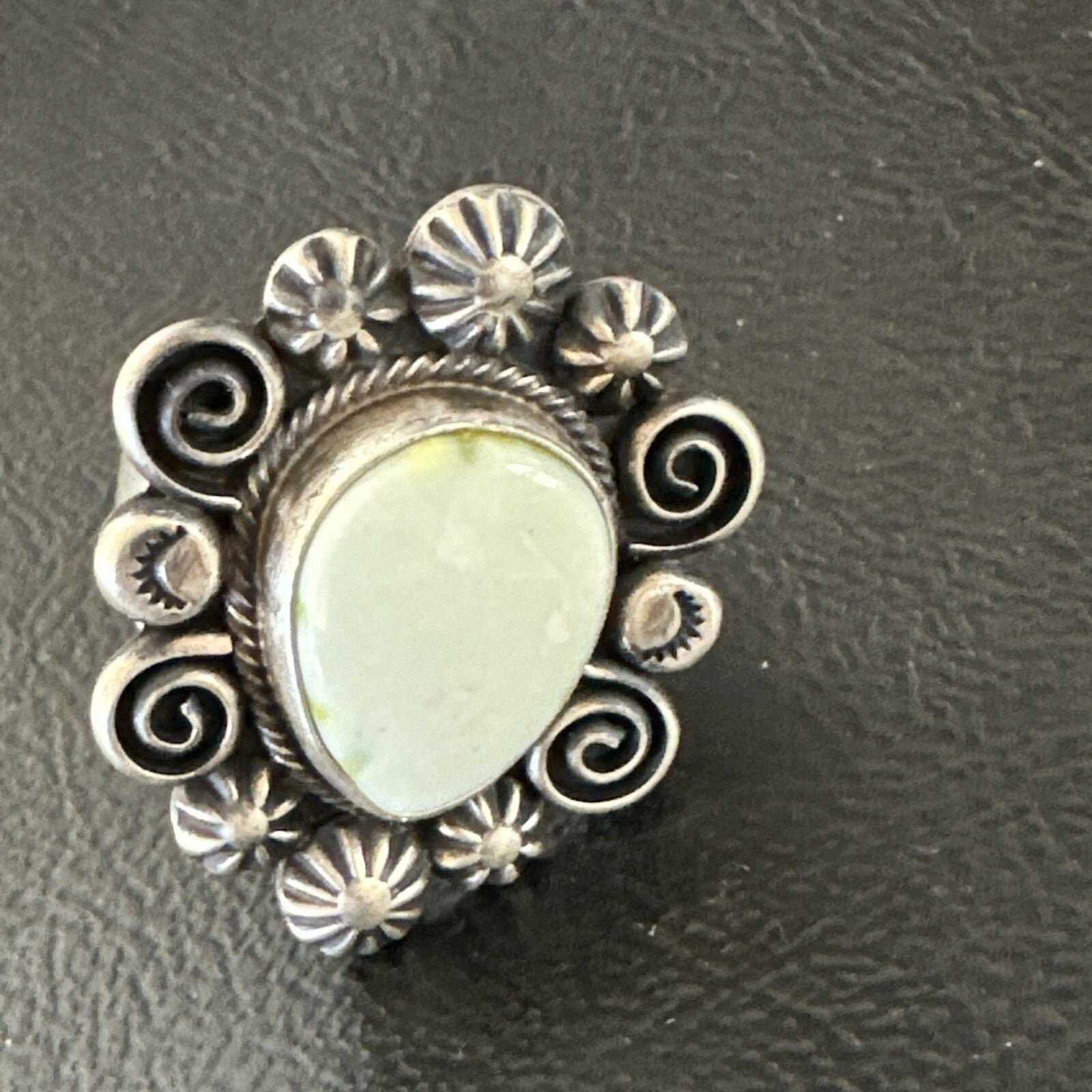 Women Blue Dry Creek Turquoise Navajo Sterling Silver Ring Sz 9 17773