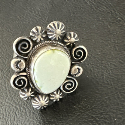 Women Blue Dry Creek Turquoise Navajo Sterling Silver Ring Sz 9 17773