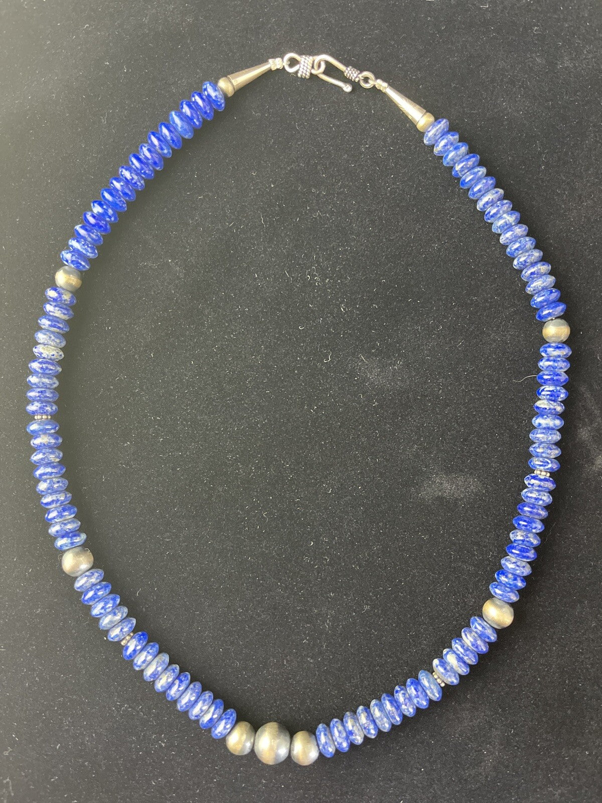 Mens Lapis Lazuli Navajo Pearls Sterling Silver Necklace 18” 1757