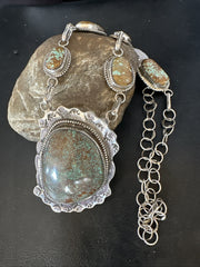 Men's Women Blue Turquoise #8 Navajo 25"Lariat Necklace | Sterling Silver | Authentic Native American Handmade | 19068