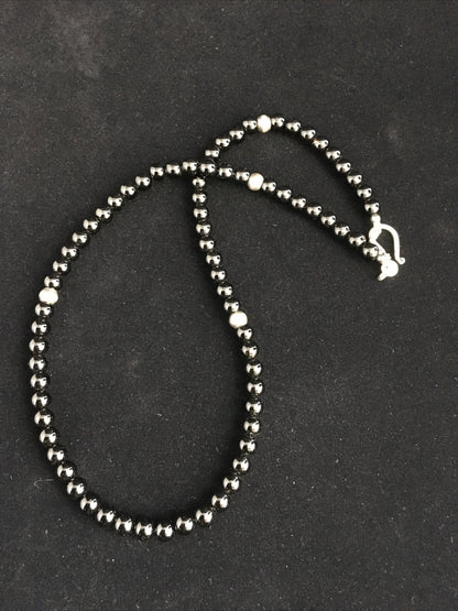 Black Onyx Navajo Sterling Silver Necklace 18” 10026