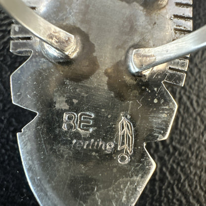 Mens Womens Wild Horse Turquoise Inlay Navajo Sterling Silver Ring Sz 7 19109