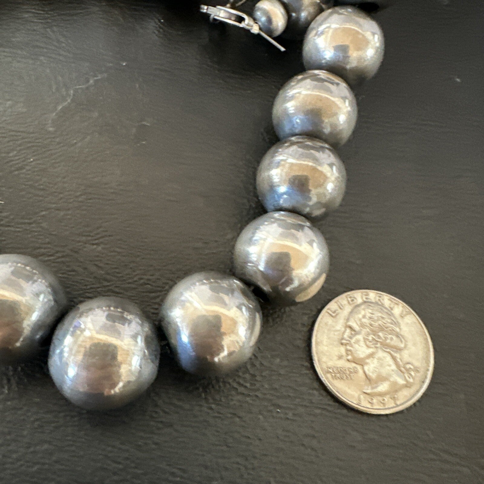 XL Round 18mm Sterling Silver Navajo Pearls 24” Single Strand Necklace 91824