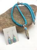 Opal Turquoise Pendant Necklace Earrings | Sterling Silver | Authentic Native American Handmade | 08905