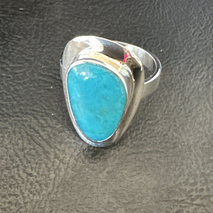 Southwestern Sterling Silver Blue Kingman Turquoise Ring Size 9 18526