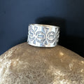 Men's Women Wedding Wide Band Navajo Stamped Ring Size 10.5 | Sterling Silver | Authentic Native American Handmade | 17996