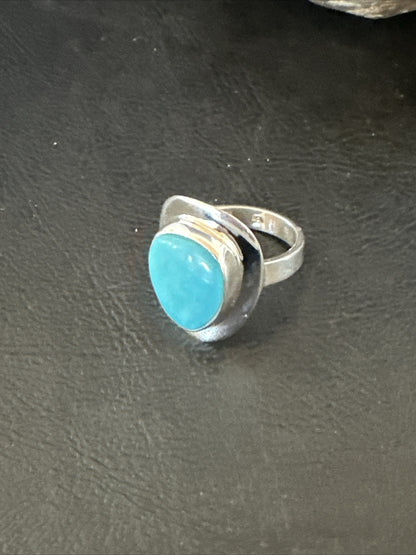 WoMens Sterling Silver Blue Kingman Turquoise Ring Size 7.5 17684