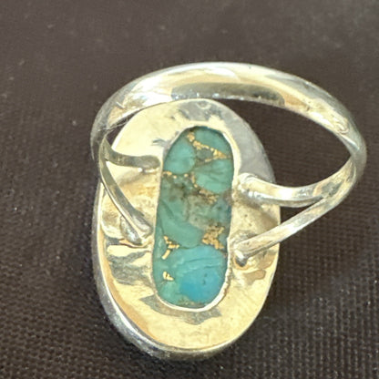 Mohave Native Navajo Sterling Silver Blue Turquoise Ring Sz 7 18240