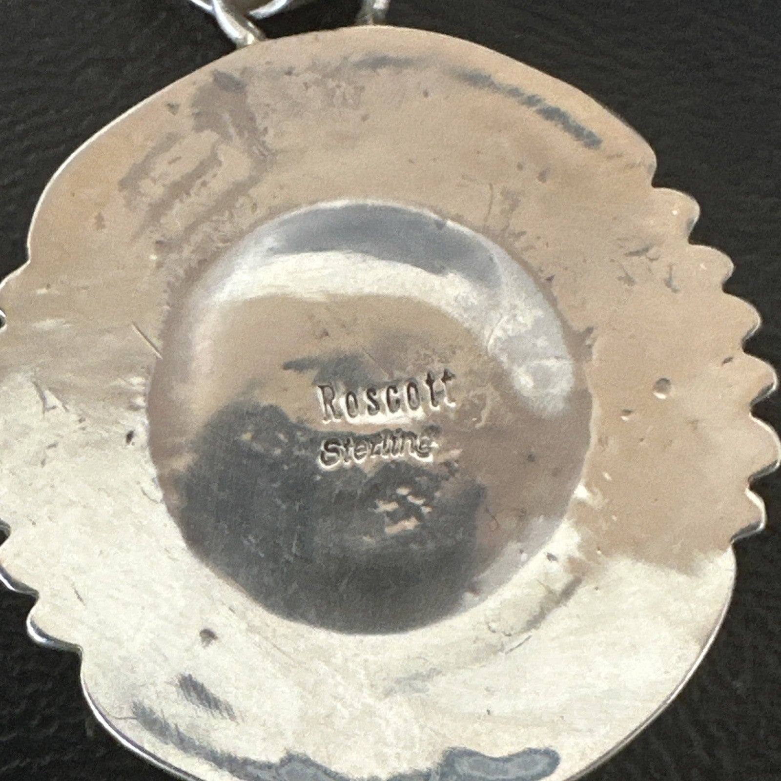 Blue Kingman Turquoise Navajo Sterling Silver Cluster Pendant 2"19285