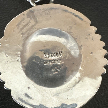 Blue Kingman Turquoise Navajo Sterling Silver Cluster Pendant 2"19285