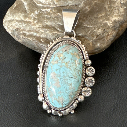 XL Men Women Blue Royston Turquoise Pendant Navajo Sterling Yazzie 19524
