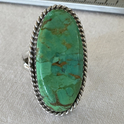 Navajo Sterling Silver Green Mohave Turquoise Ring Sz 8 19111