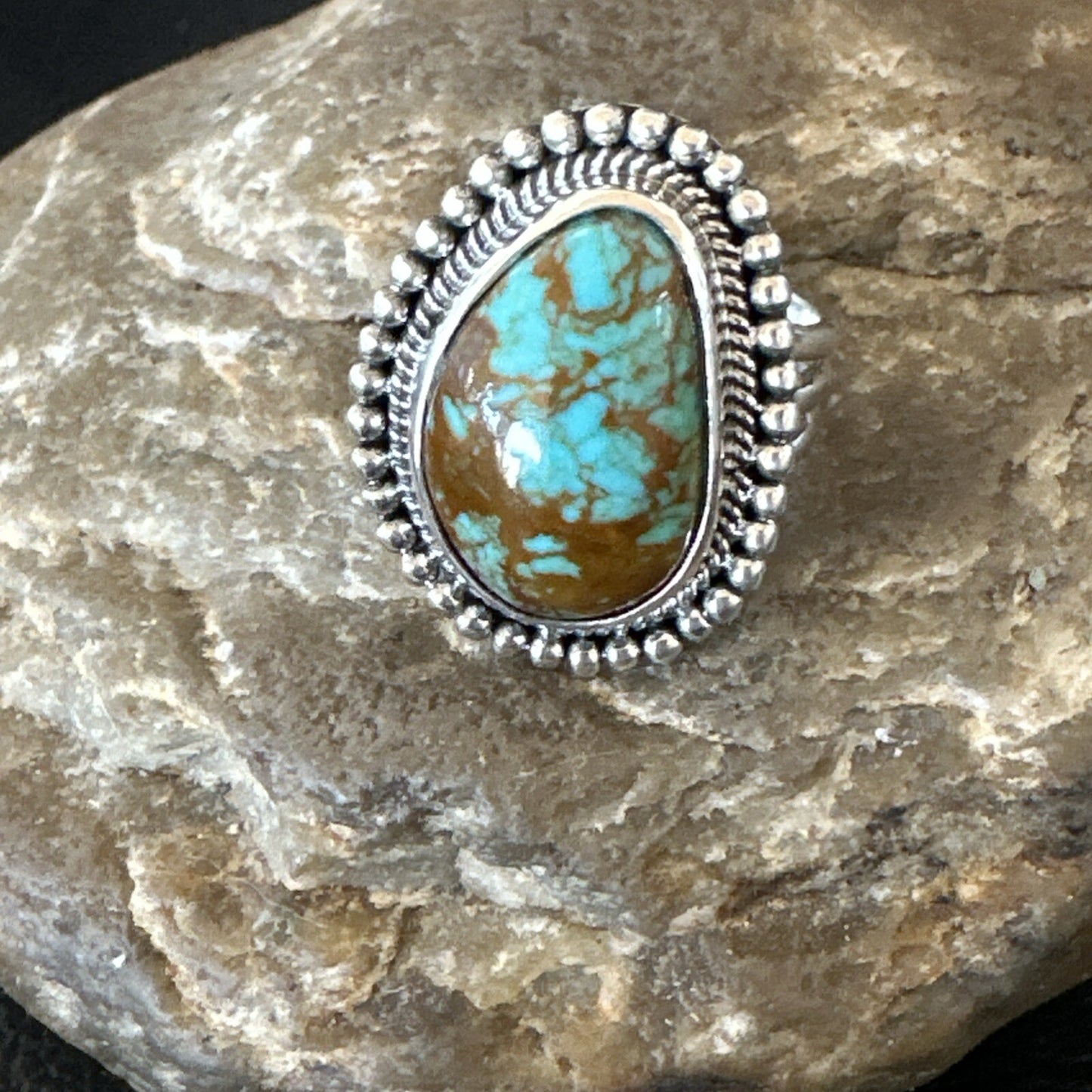 Blue Turquoise #8 Navajo Sterling Silver  Ring Size 8 18828