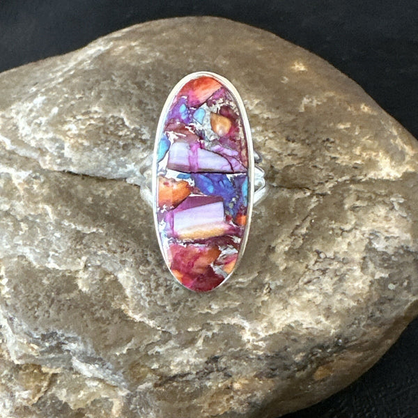Blue Turquoise Spiny Oyster Southwestern Ring Size 6 | Sterling Silver | Authentic Native American Handmade | 18536