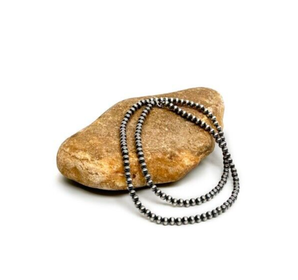 Native American 7mm Sterling Silver Navajo Pearls 24" Single Strand Necklace