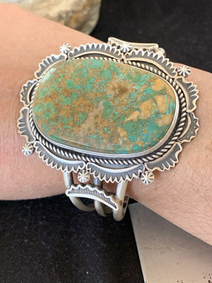Mens Royston Turquoise Navajo Sterling Silver Cuff Bracelet 1163