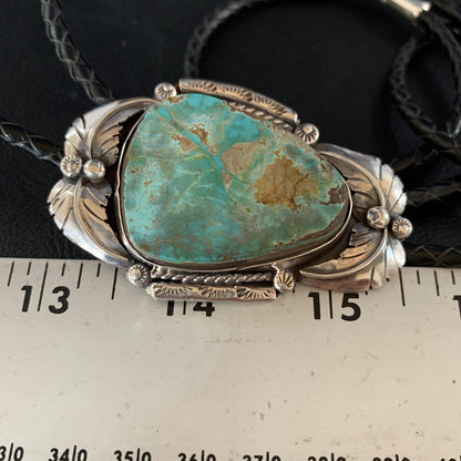 Native Mens Bolo Tie Green Royston Turquoise Sterling Silver Navajo 14108N