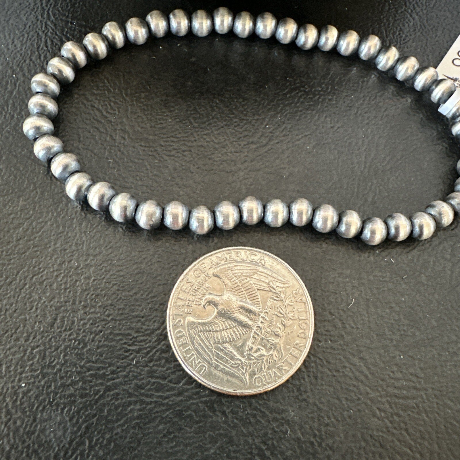 Stretch Navajo 5mm Beads 7” Sterling Silver Bracelet 90502