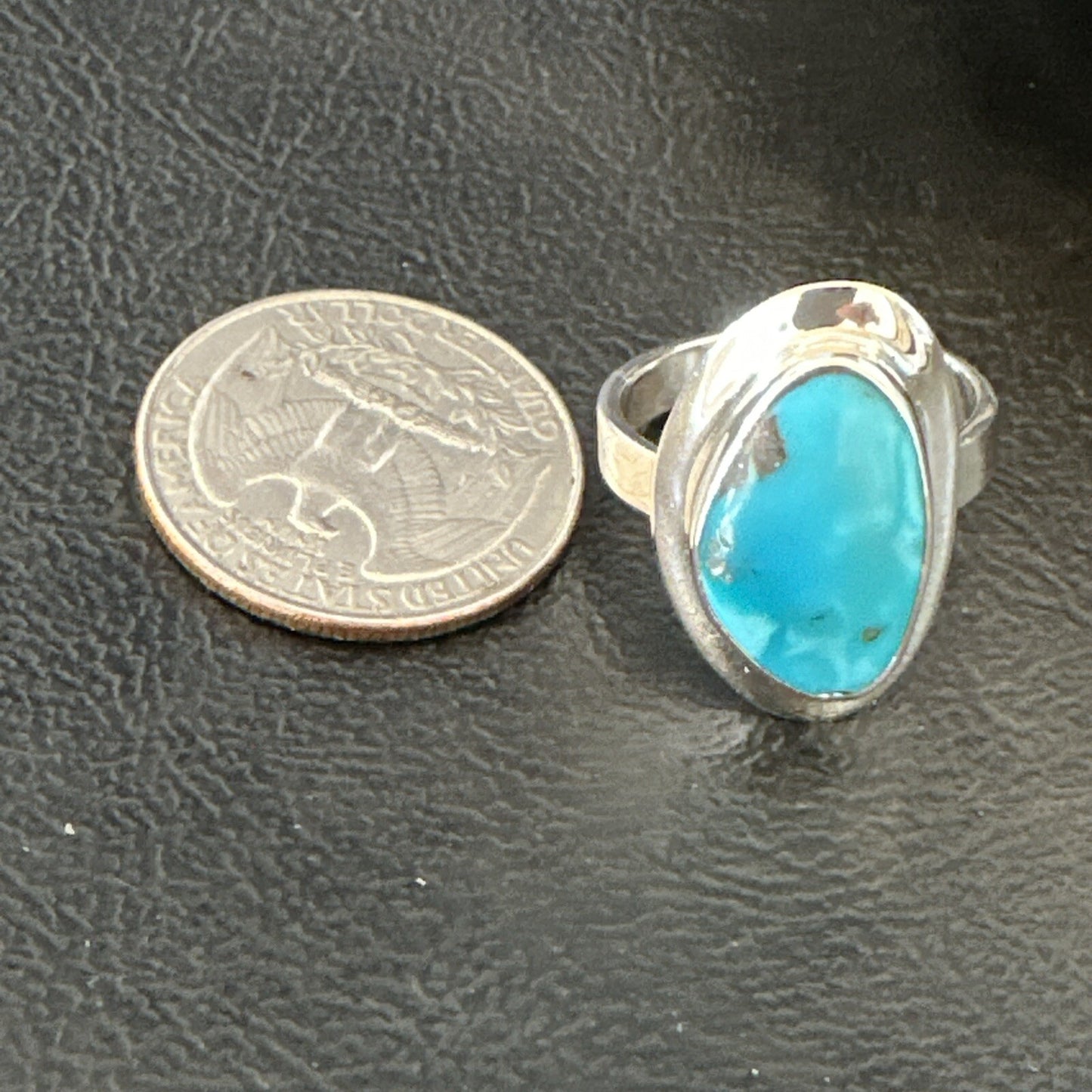 Southwestern Sterling Silver Blue Kingman Turquoise Ring Size 8 18521