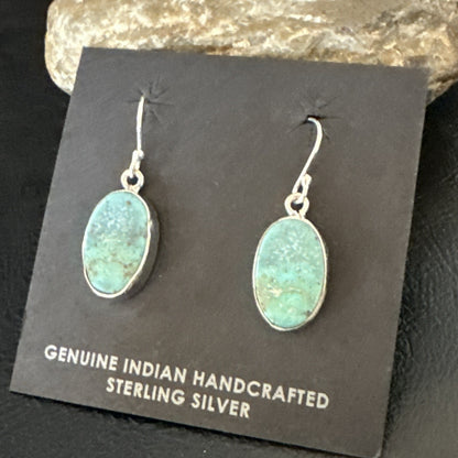 Gorgeous Blue Sterling Silver Denim Lapis Dangle Earrings 1” 15809