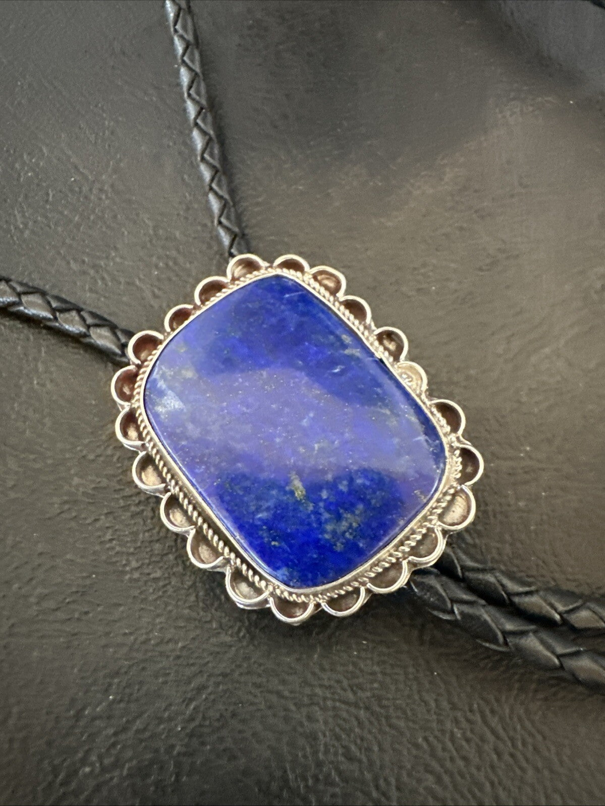 Mens Blue Lapis Lazuli Navajo Sterling Silver Bolo Tie 18660