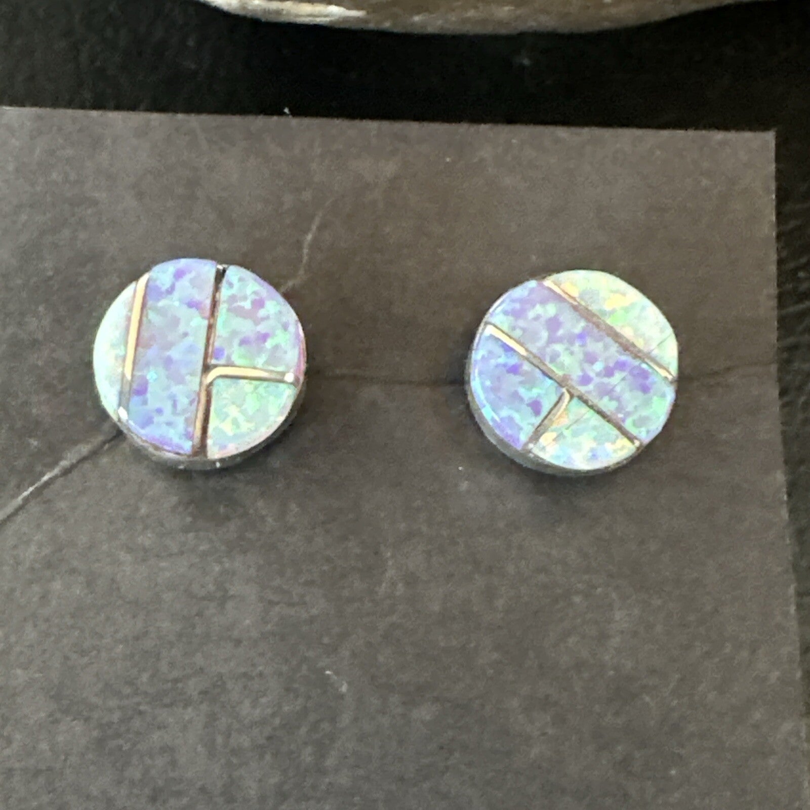Multicolor Opal Navajo Handmade Sterling Silver Inlay Post Earrings 18719