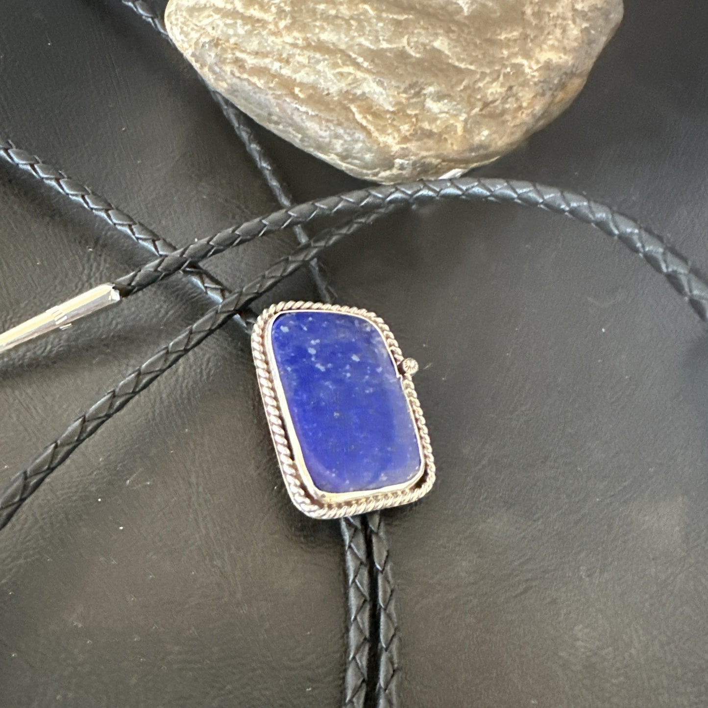 Mens Blue Lapis Lazuli Navajo Sterling Silver Bolo Tie A Toledo 19052