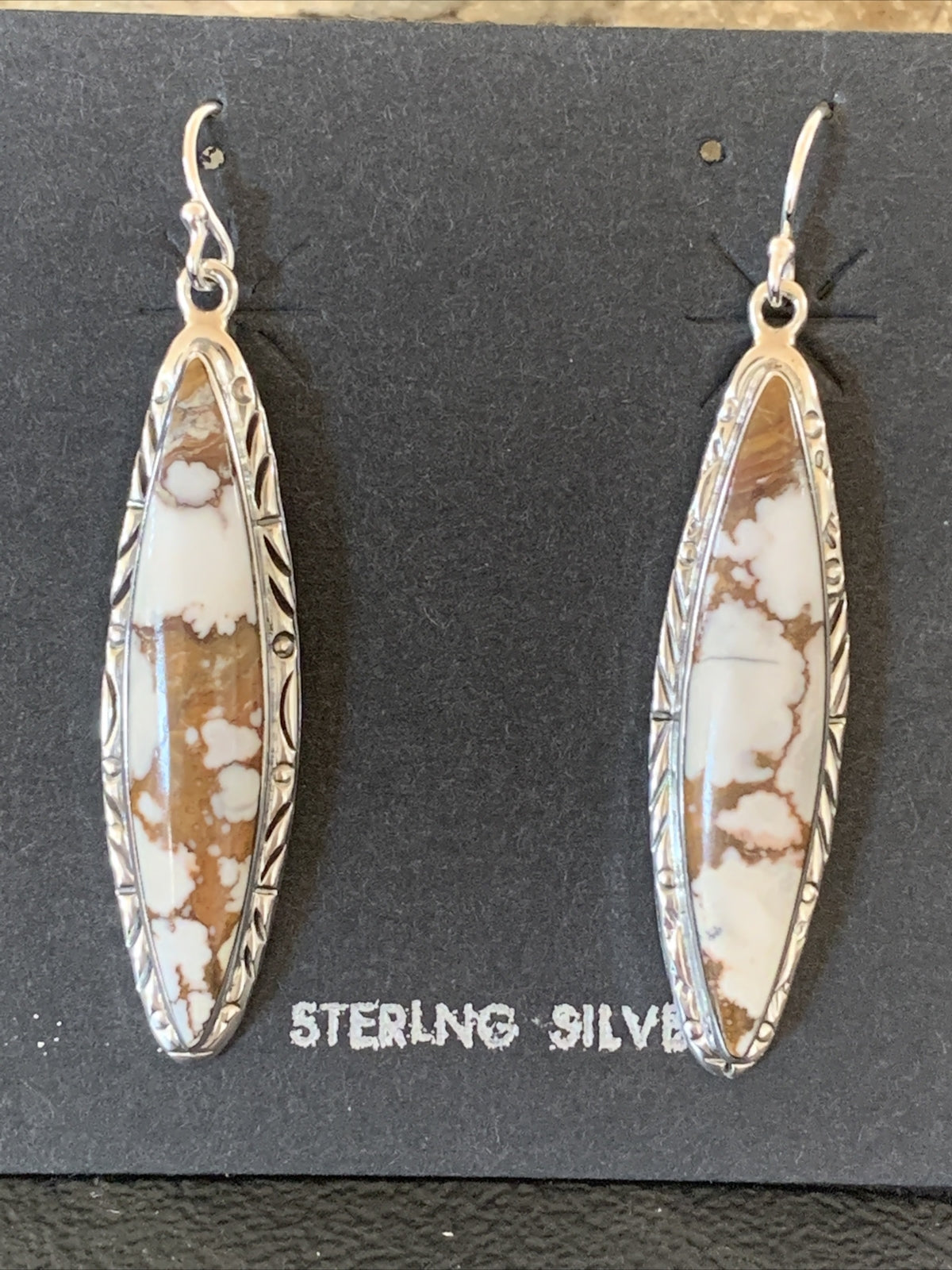 Native American Navajo Sterling Silver Wild Horse Turquoise Earrings 1378
